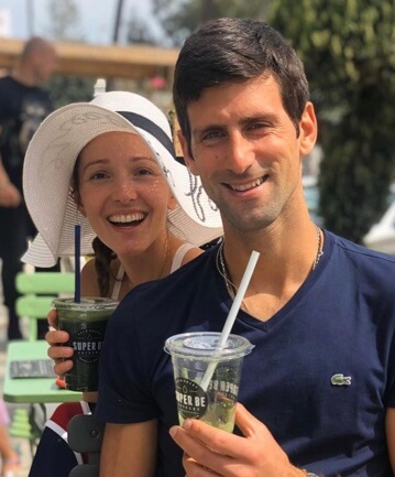 Novak Djokovic with his wife.